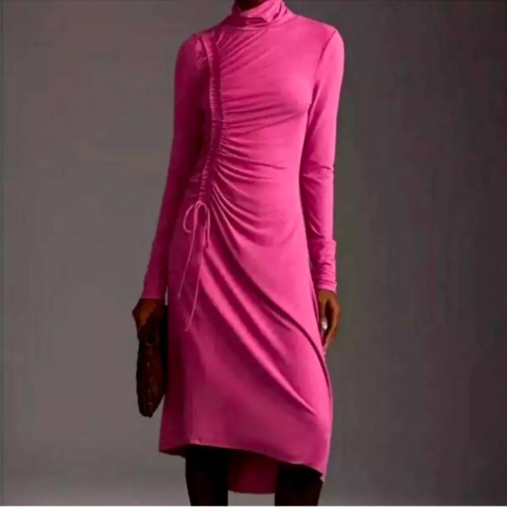 Daily Practice by Anthropologie Ruched Dress in Raspberry. Size M NWOT - Picture 5 of 14
